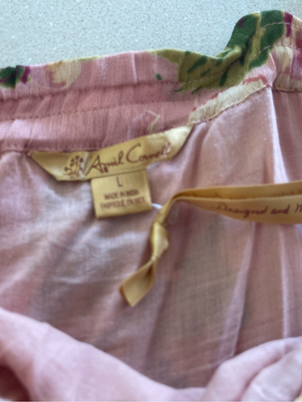 April Cornell Pink Floral Midi Skirt with Burgundy Hem - Picture 2 of 4